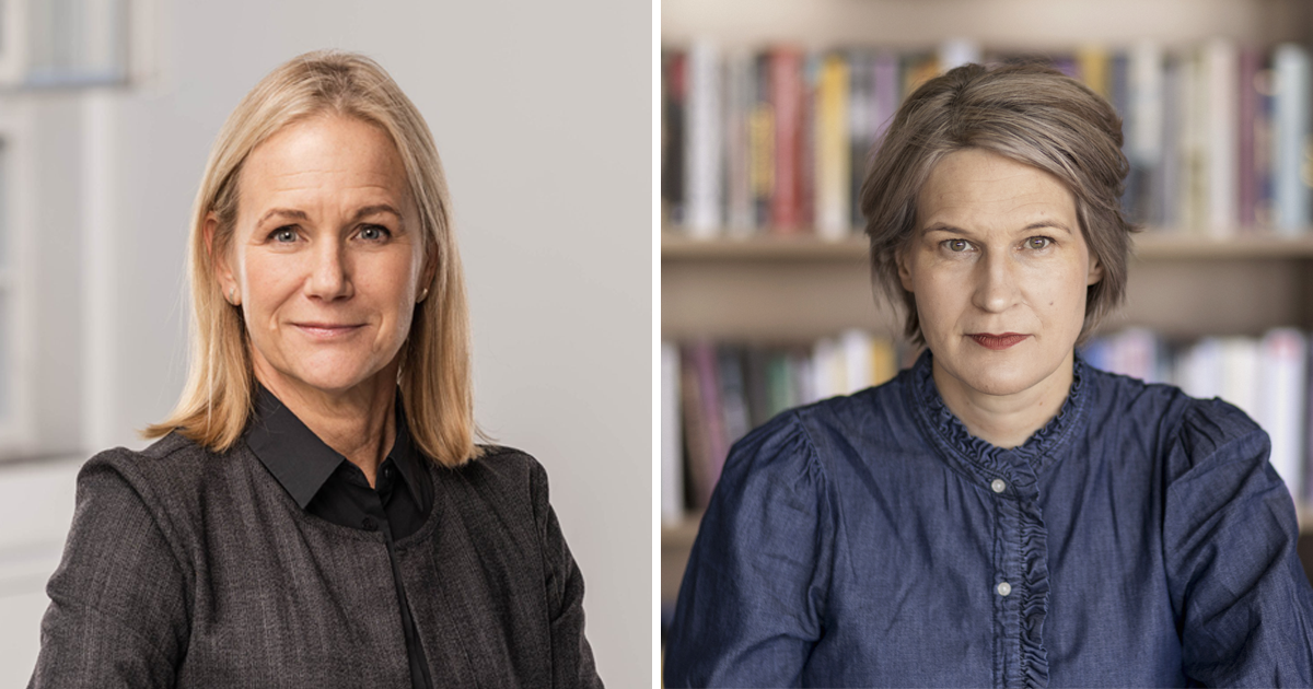 Mika Romanus, Konstnärsnämndens direktör och Kajsa Ravin, generaldirektör för Kulturrådet.